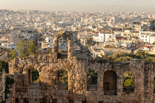 Athens, Greece. The Odeon of Herodes Atticus, also called Herodeion or Herodion, a stone Roman theater in the Acropolis photo