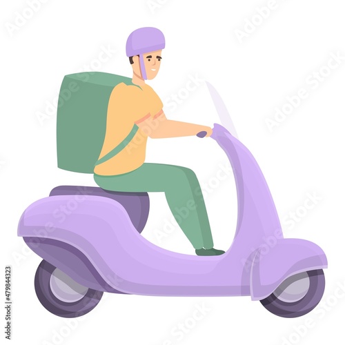 Courier cap icon cartoon vector. Scooter delivery. Man food