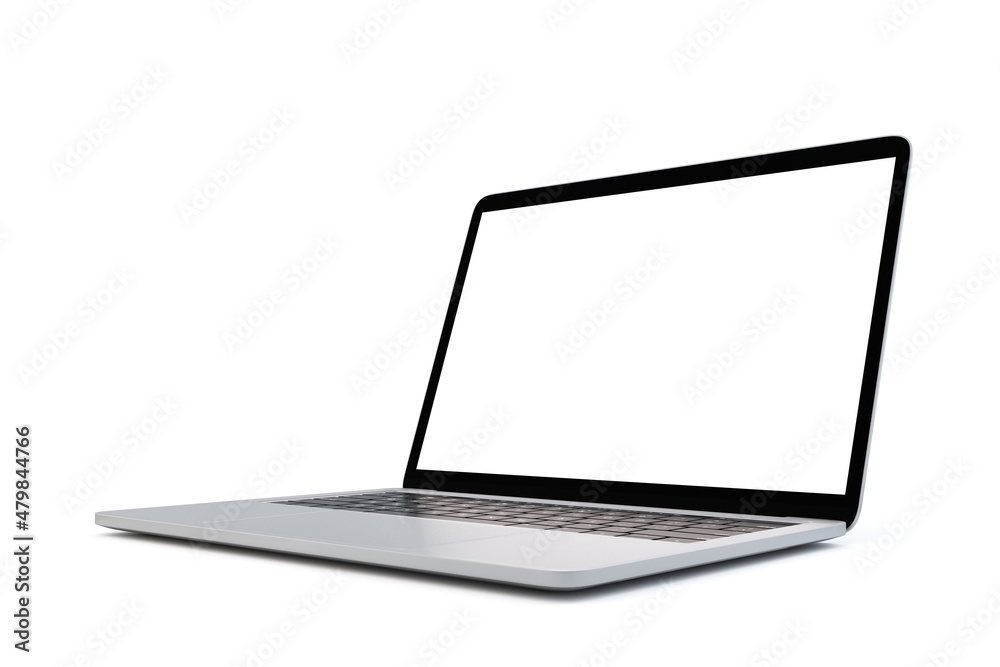 Laptop with blank screen on white background Laptop with blank screen on white background