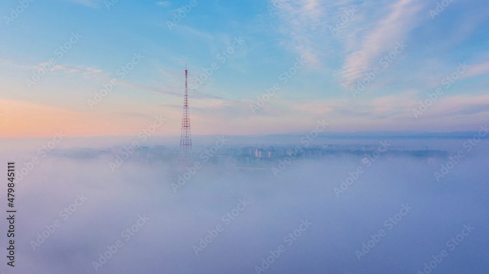 Ivano-Frankivsk on a foggy day 