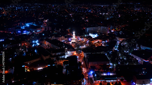 Aerial view on Ivano-Frankivsk at night