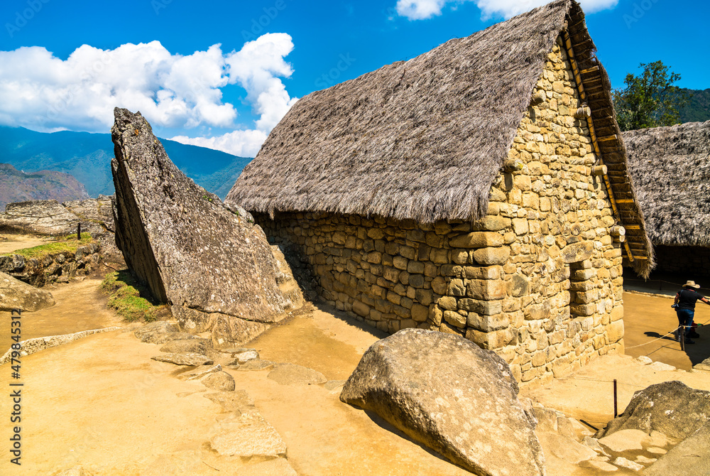 Ancient Incan house at Machu Picchu. UNESCO world heritage in Peru