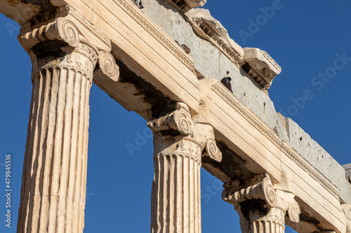 Athens, Greece. The Erechtheion, or Temple of Athena Polias, an ancient Greek Ionic temple-telesterion on the north side of the Acropolis photo