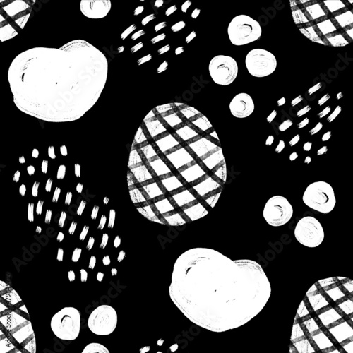 Seamless pattern with stylized fruity objects.