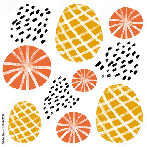 Seamless pattern with fruity abstract shapes.