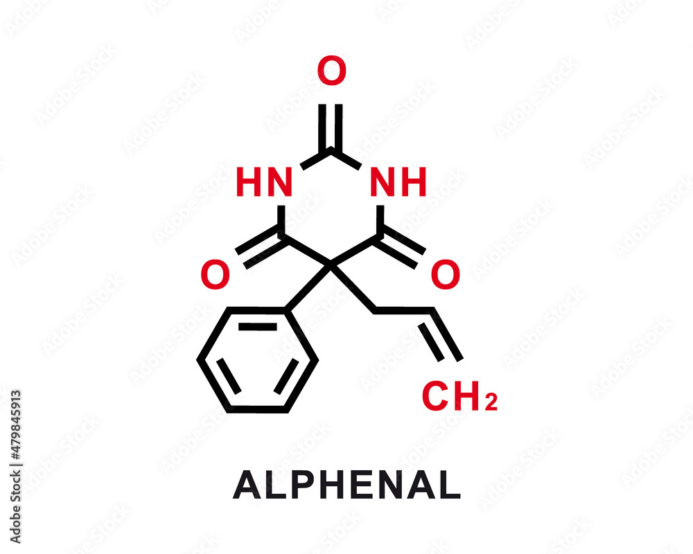 Alphenal chemical formula. Alphenal chemical molecular structure. Vector illustration Alphenal chemical formula. Alphenal chemical molecular structure. Vector illustration