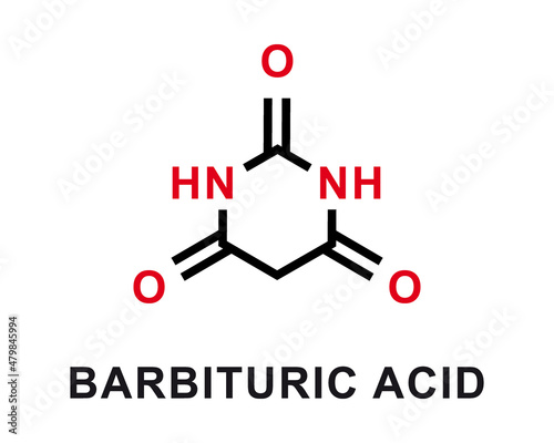 Barbituric acid chemical formula. Barbituric acid chemical molecular structure. Vector illustration