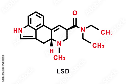 LSD chemical formula. LSD chemical molecular structure. Vector illustration photo