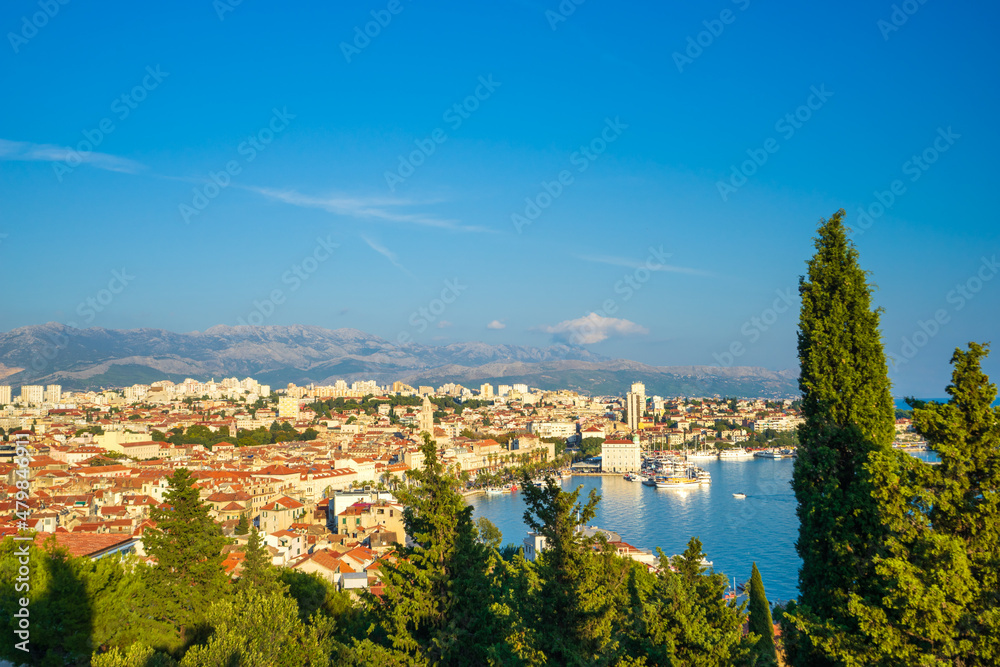 Panorama of Split viewed from Marjan Park, Dalmatia, Croatia 