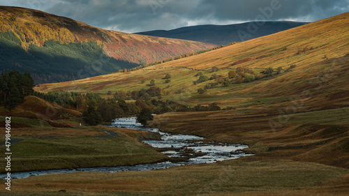  A winding stream between the peaks of Glen Lyon Scotland. © Jaroslaw