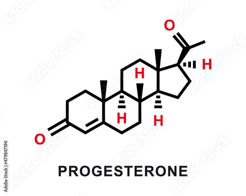 Progesterone chemical formula. Progesterone chemical molecular structure. Vector illustration photo