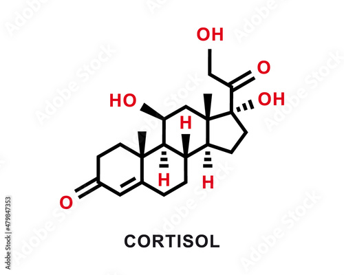 Cortisol chemical formula. Cortisol chemical molecular structure. Vector illustration
