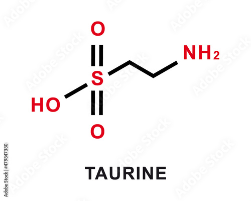Taurine chemical formula. Taurine chemical molecular structure. Vector illustration