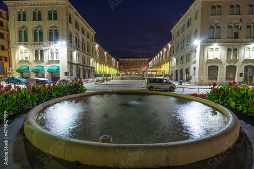 The Mediterranean square on Riva promenade at night. Split, Croatia photo