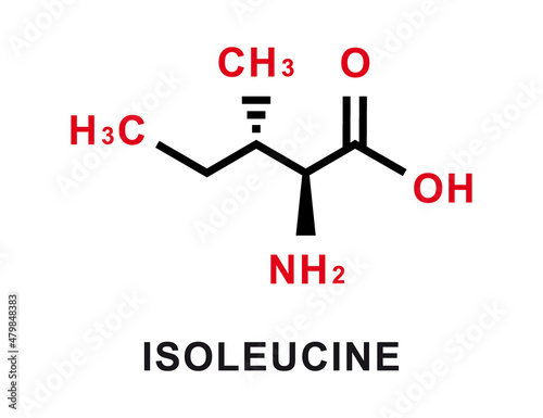 Isoleucine chemical formula. Isoleucine chemical molecular structure. Vector illustration