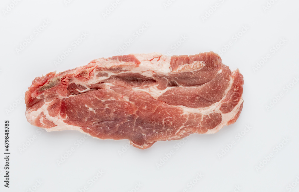 Piece of pork meat isolated on white background.