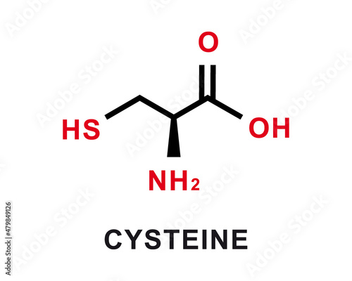 Cysteine chemical formula. Cysteine chemical molecular structure. Vector illustration photo