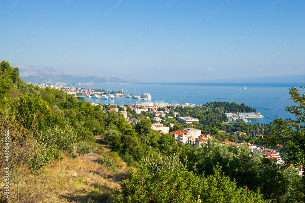 Coast of Split viewed from Marjan Park, Dalmatia, Croatia 