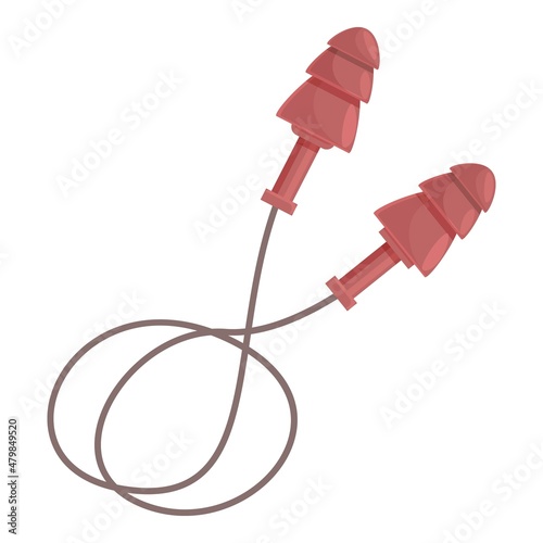 Rubber earplugs icon cartoon vector. Ear protection. Noisy worker