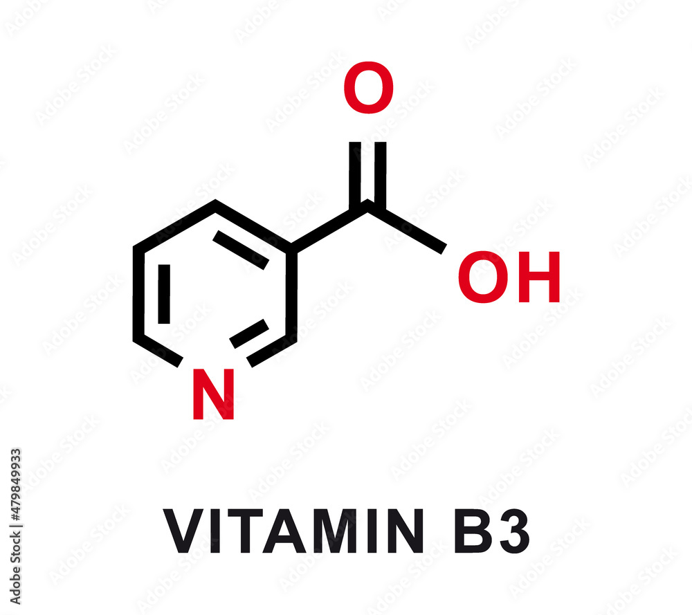 Vitamin B3 chemical formula. Vitamin B3 chemical molecular structure