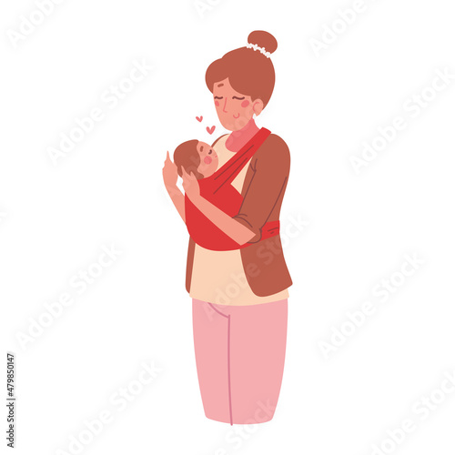 mother carrying her baby