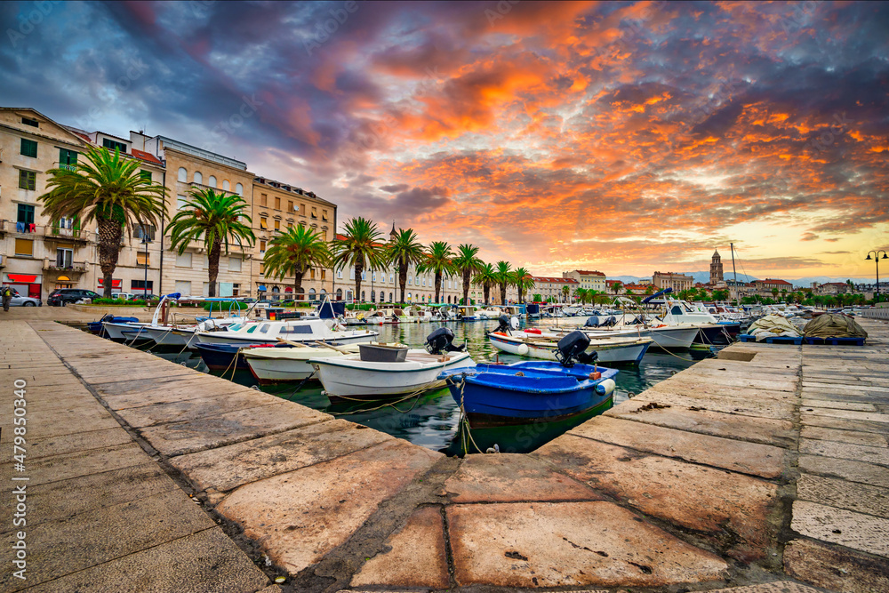 Matejuska marina at sunrise in Split. Croatia Stock Photo | Adobe Stock