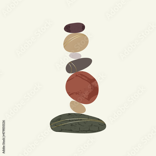 Leinwand Poster Balance pebble stone harmony vector Illustration