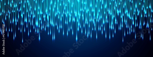 Neon background. Design falling luminous drops, LED strip. Texture of shimmering cascades of lines. Icicles. Shooting stars. Northern lights. Poster social networks, landing pages websites. Vector