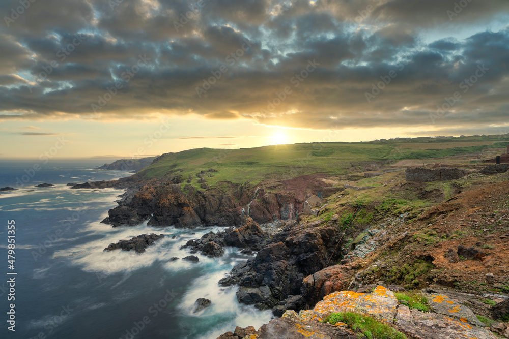 Boscaswell Cliff at the coast of Cornwall. United Kingdom
