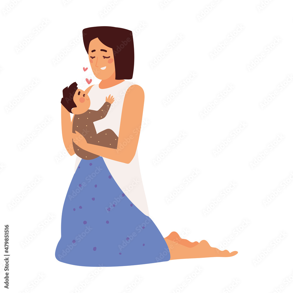 Fototapeta premium mother hugging her baby