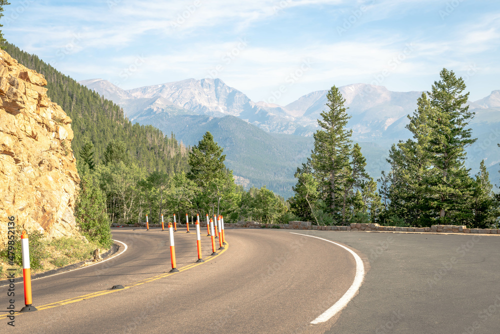 Trail Ridge Road winds through the mountains of the Colorado Rockies Trail Ridge Road winds through the mountains of the Colorado Rockies