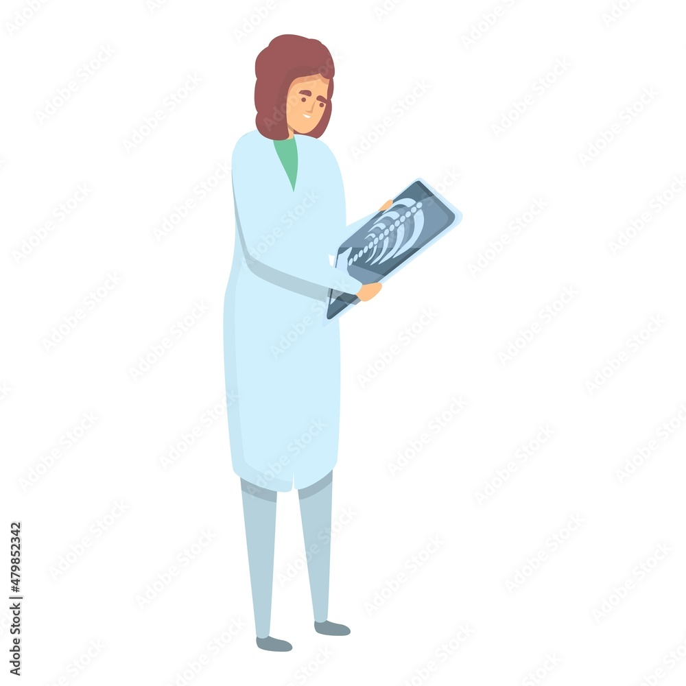 Woman xray doctor icon cartoon vector. Chest radiology. Scan machine Woman xray doctor icon cartoon vector. Chest radiology. Scan machine