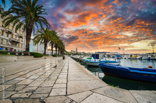 Matejuska marina at sunrise in Split. Croatia