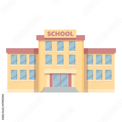 Arab school building icon cartoon vector. Muslim teacher. Class student