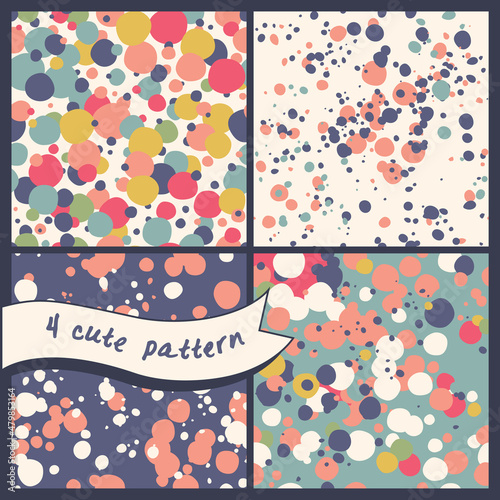 Set of abstract seamless backgrounds with stripes, bras and polka dots.