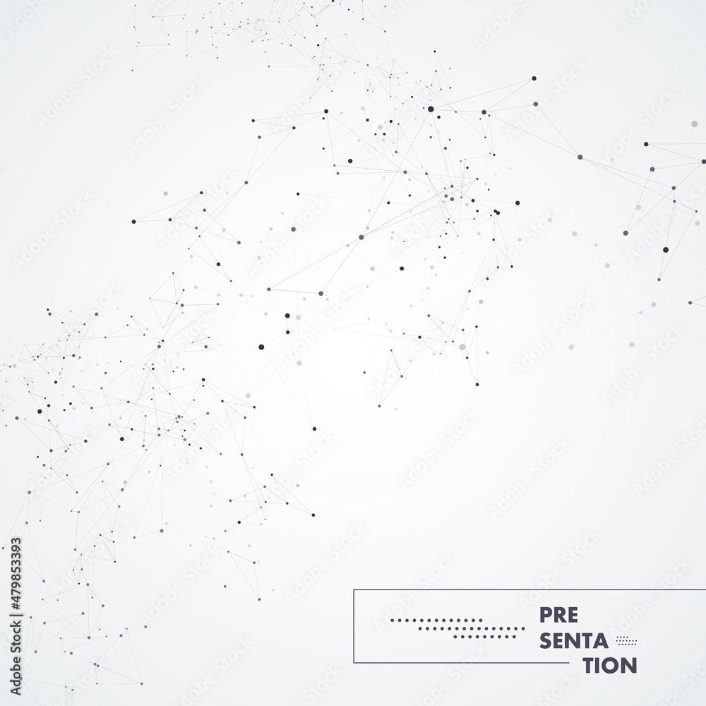 Abstract polygonal design with connecting dots and lines. Network technology background