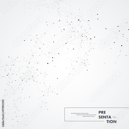 Abstract polygonal design with connecting dots and lines. Network technology background