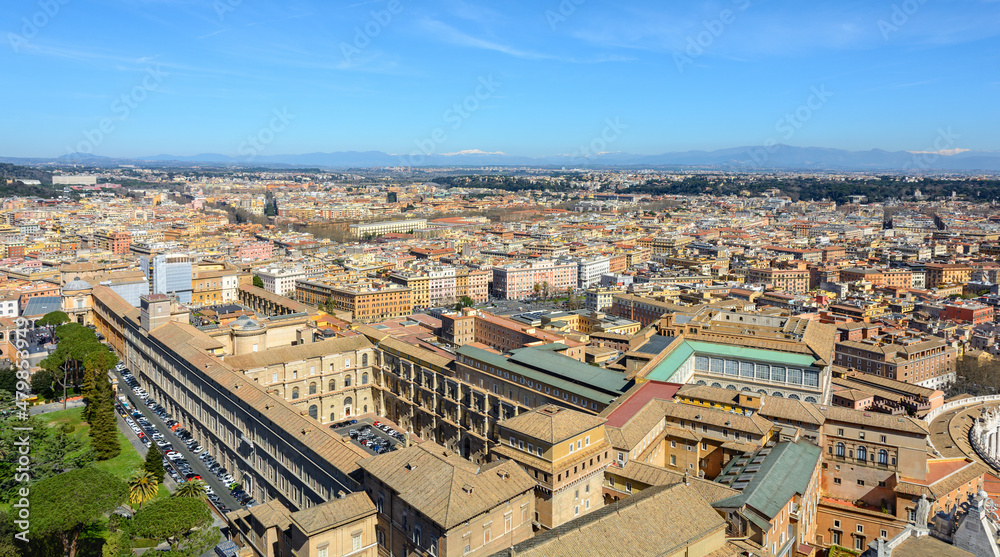The Sistine Chapel. View of the Vatican and Rome from above. Vatican. Italy