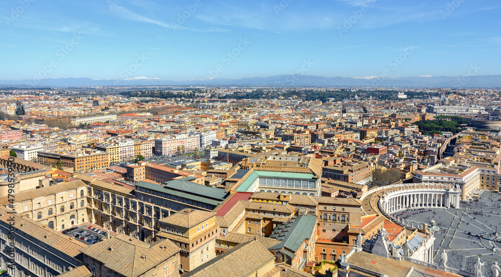 The Sistine Chapel. View of the Vatican and Rome from above. Vatican. Italy