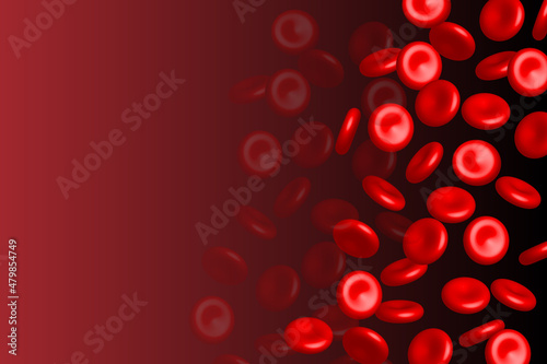 3d streaming blood cells on red background. Vector illustration. Health concept