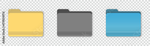 Set of folder flat vector icon isolated on a transparent background.