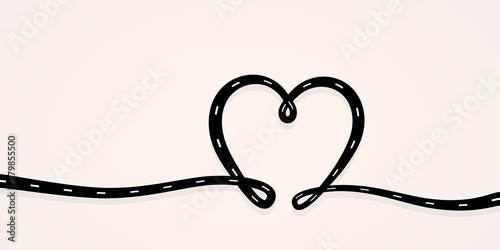 Road heart shaped abstract illustration