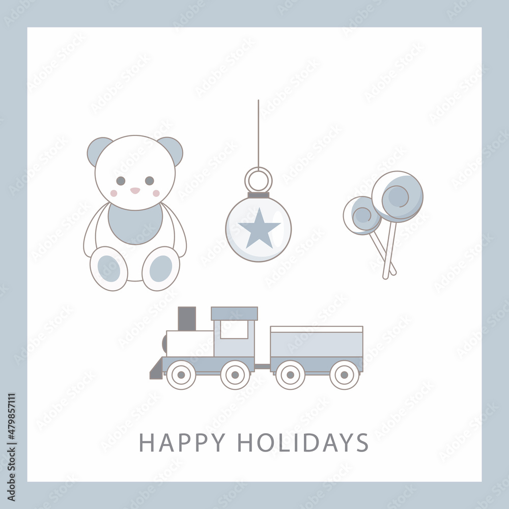 Holiday card with cute teddy bear Holiday card with cute teddy bear