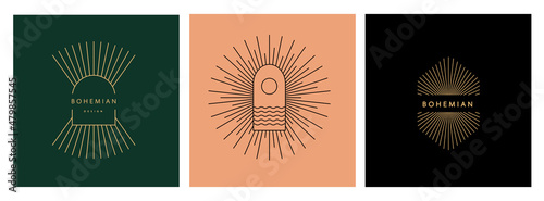 Logo in a modern style. Vector linear icon. Boho characters - solar logo design templates - abstract design elements for modern minimalist style social media posts and stories.