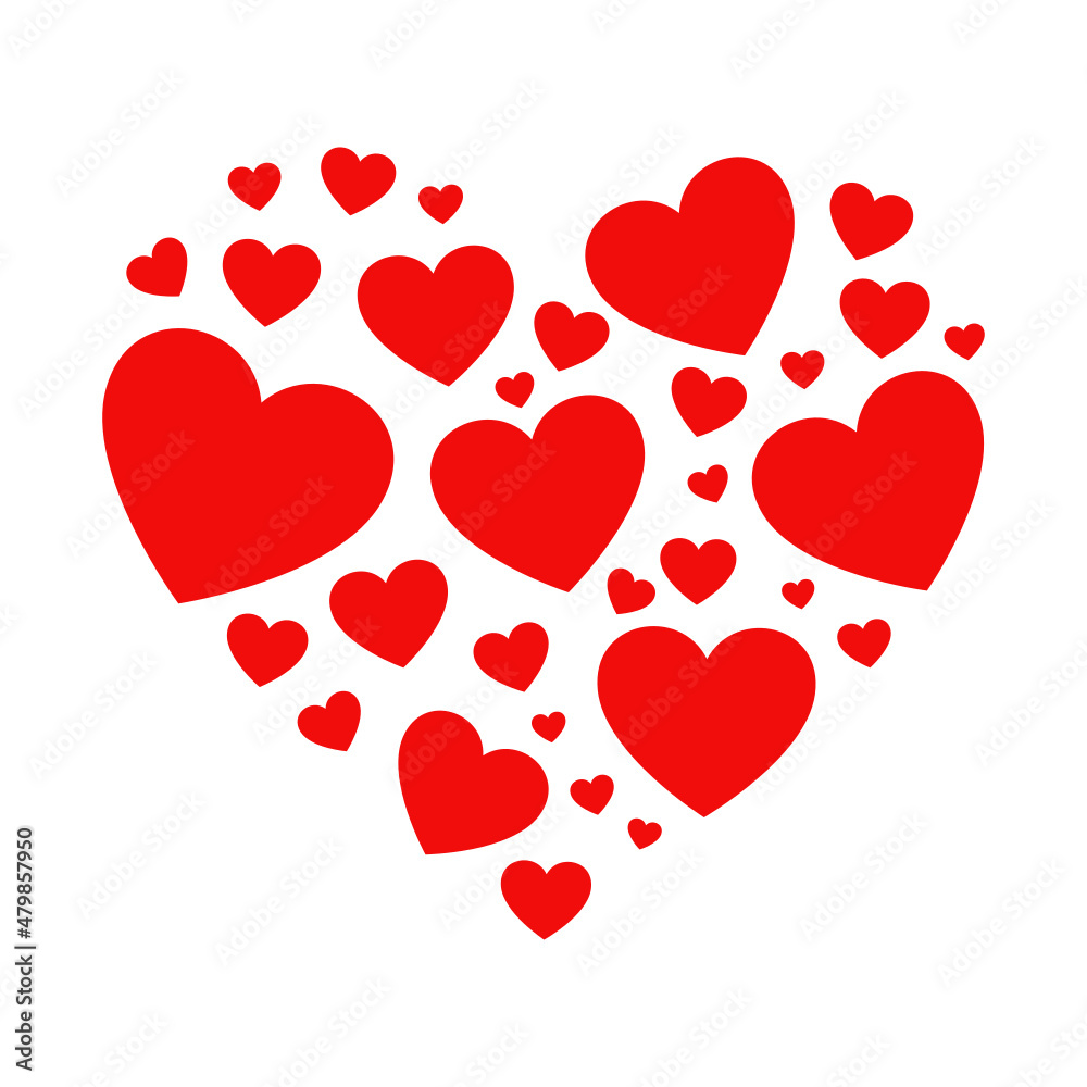 Heart made of hearts. Vector illustration