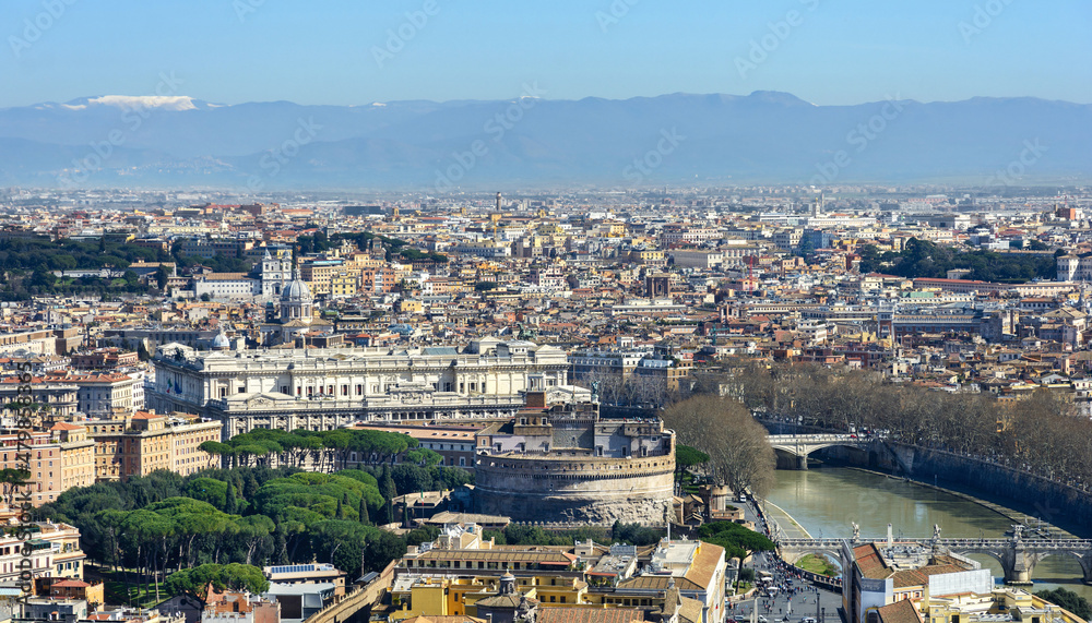 Castle of the Holy Angel. View of the Vatican and Rome from above. Vatican. Italy
