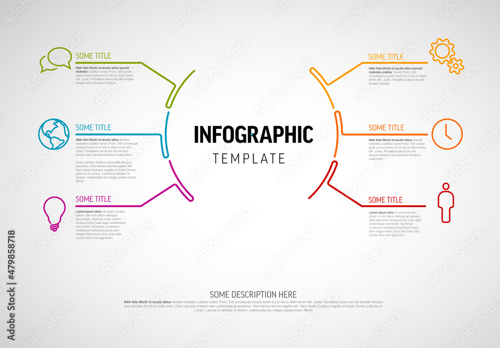 Infographic Circle with Six Elements Stock Template | Adobe Stock