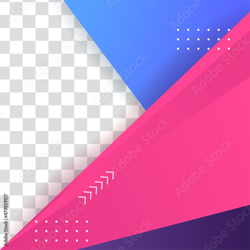 Gradient triangle blue pink colorful sale post design template background