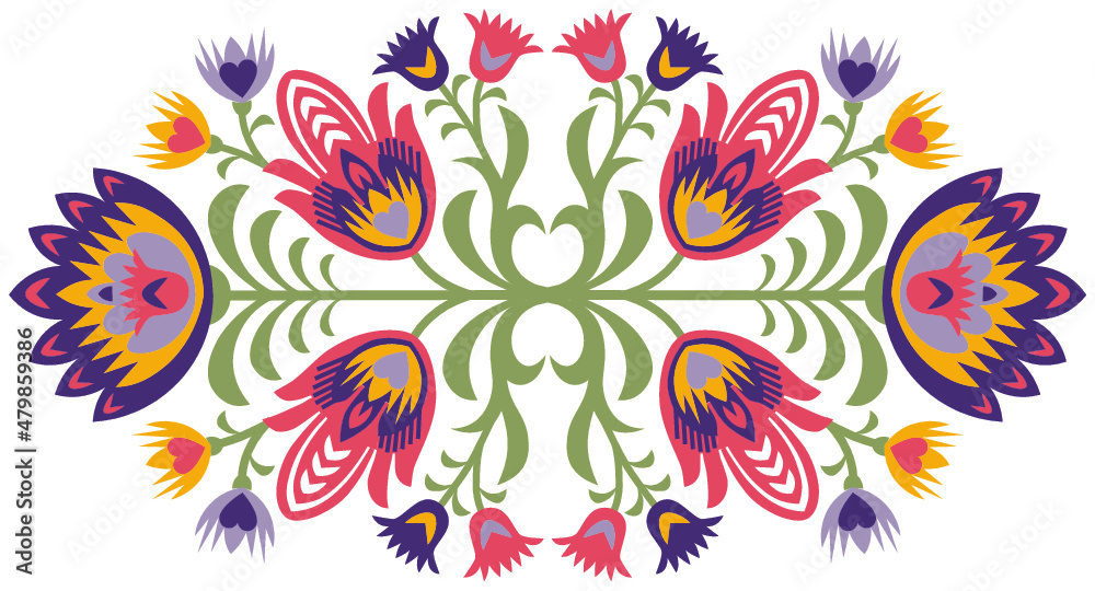Wycinanki Flower Floral Polish ethnic embroidery design vine Poland folk  art papercut Stock Vector | Adobe Stock