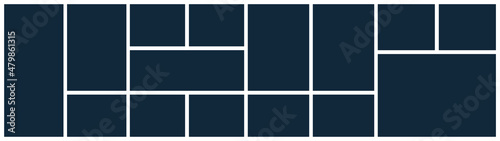 Photo collage mosaic grid template board picture frame. Border collage photo layout background